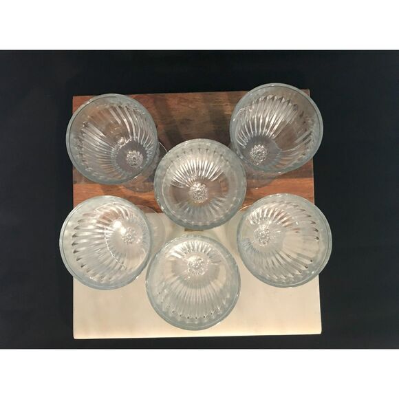 KIG Indonesia Stemware: set of 6 Goblets Art Deco w Striking Vertical Lines - Picture 3 of 5